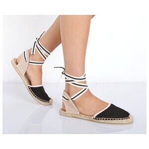 Soludos Black and Cream Espadrilles